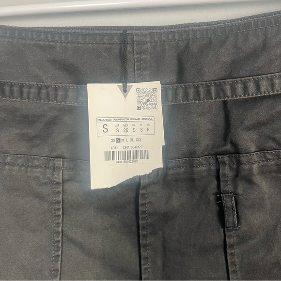 Zara waxed pleated skirt dark grey size small new - Picture 5 of 9